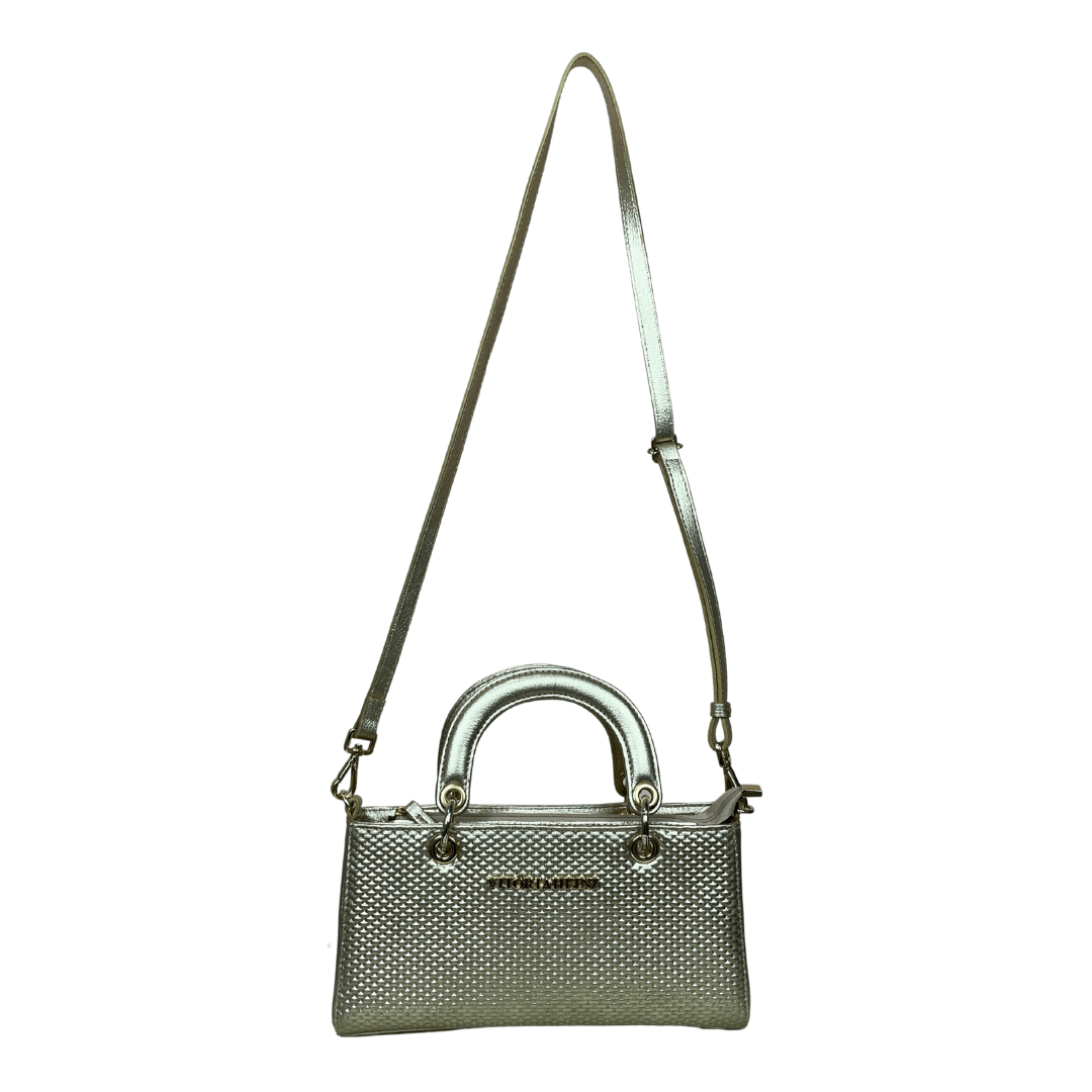 BOLSA EM COURO METALIZADO CHAMPAGNE ESTAMPADO - REF 1324