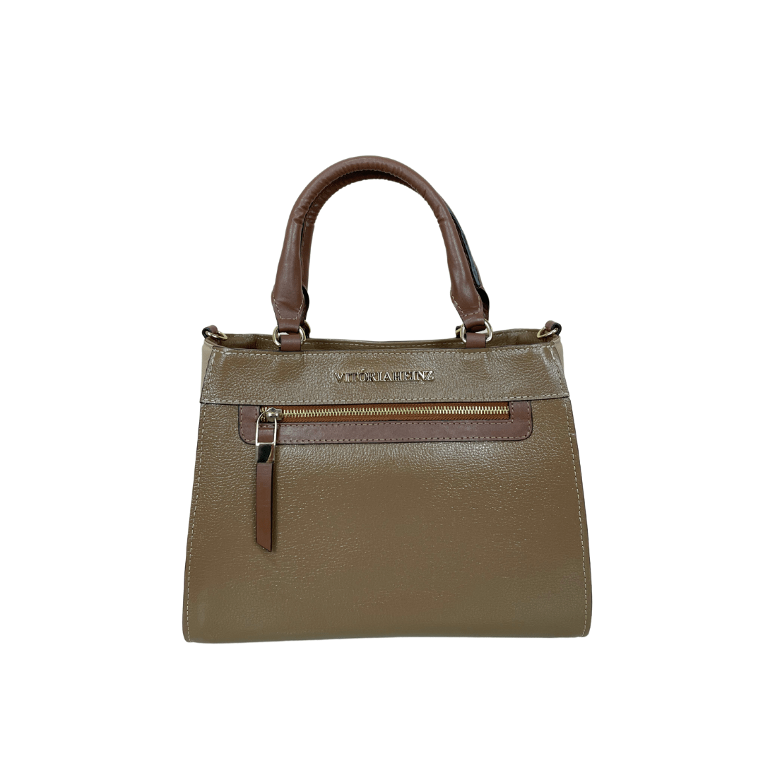 BOLSA EM COURO ROMA ARÁBICA COM ROMA NUDE E ATANADO CASTOR - REF 1258