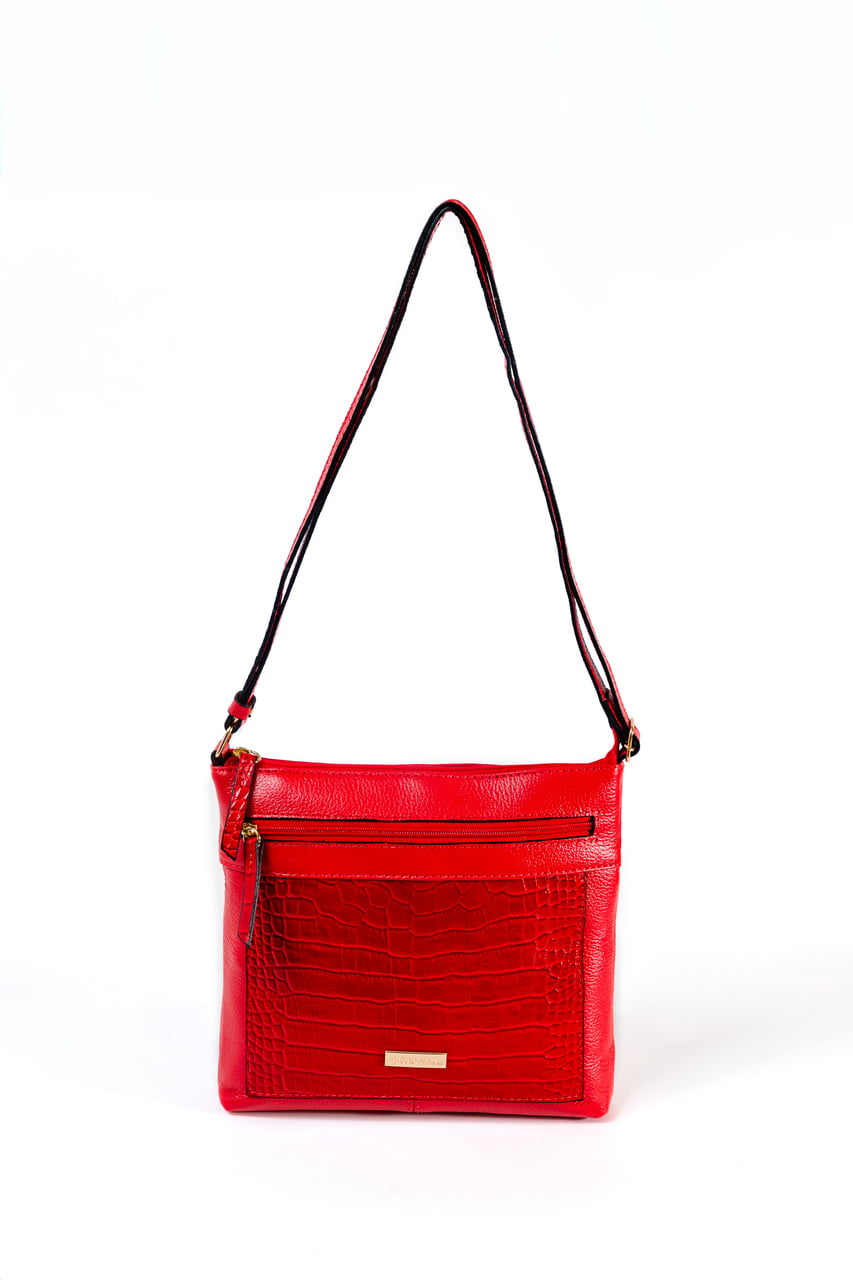 BOLSA EM COURO VERMELHO - REF 1133 