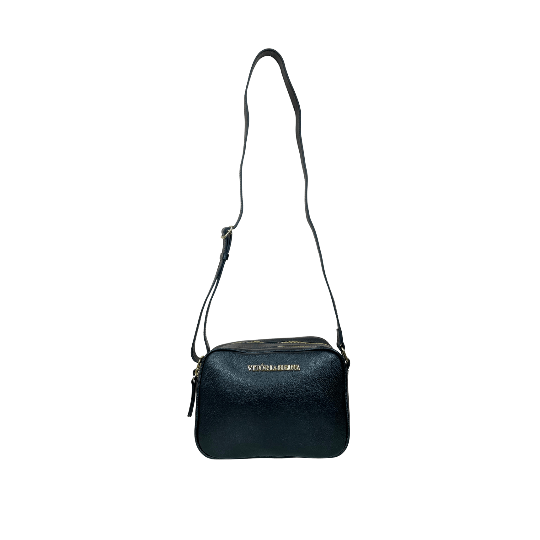 BOLSA EM COURO ROMA PRETO - REF 1292