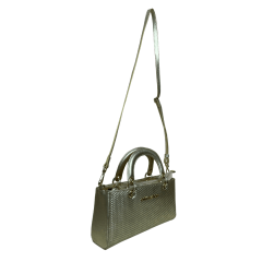 BOLSA EM COURO METALIZADO CHAMPAGNE ESTAMPADO - REF 1324