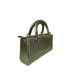 BOLSA EM COURO METALIZADO CHAMPAGNE ESTAMPADO - REF 1324