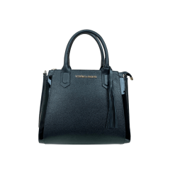 BOLSA EM COURO ROMA PRETO COM VERNIZ PRETO - REF 1254 BOLSA EM COURO ROMA PRETO COM VERNIZ PRETO - REF 1254