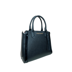 BOLSA EM COURO ROMA PRETO COM VERNIZ PRETO - REF 1254