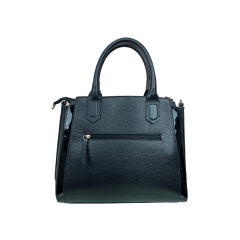 BOLSA EM COURO ROMA PRETO COM VERNIZ PRETO - REF 1254