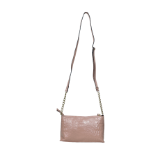 BOLSA PEQUENA EM COURO CROCO ROSE - REF 1287