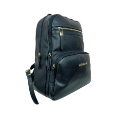 MOCHILA GRANDE EM COURO PRETO - REF 1119