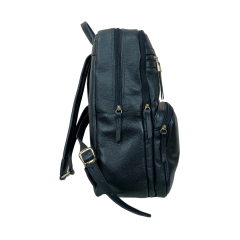 MOCHILA GRANDE EM COURO PRETO - REF 1119